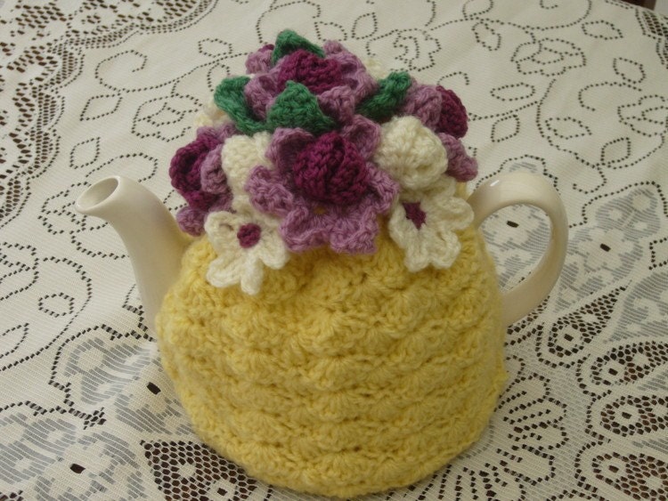 4-6 Cup Crochet Tea Cosy/ Tea Cozy/ Cosy/ Cozy  Yellow (Made to order)