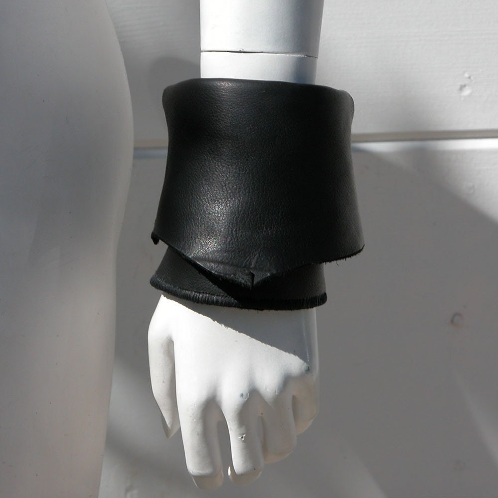 Black Leather Natural Edge Wrist and Belt Bag Made to Order