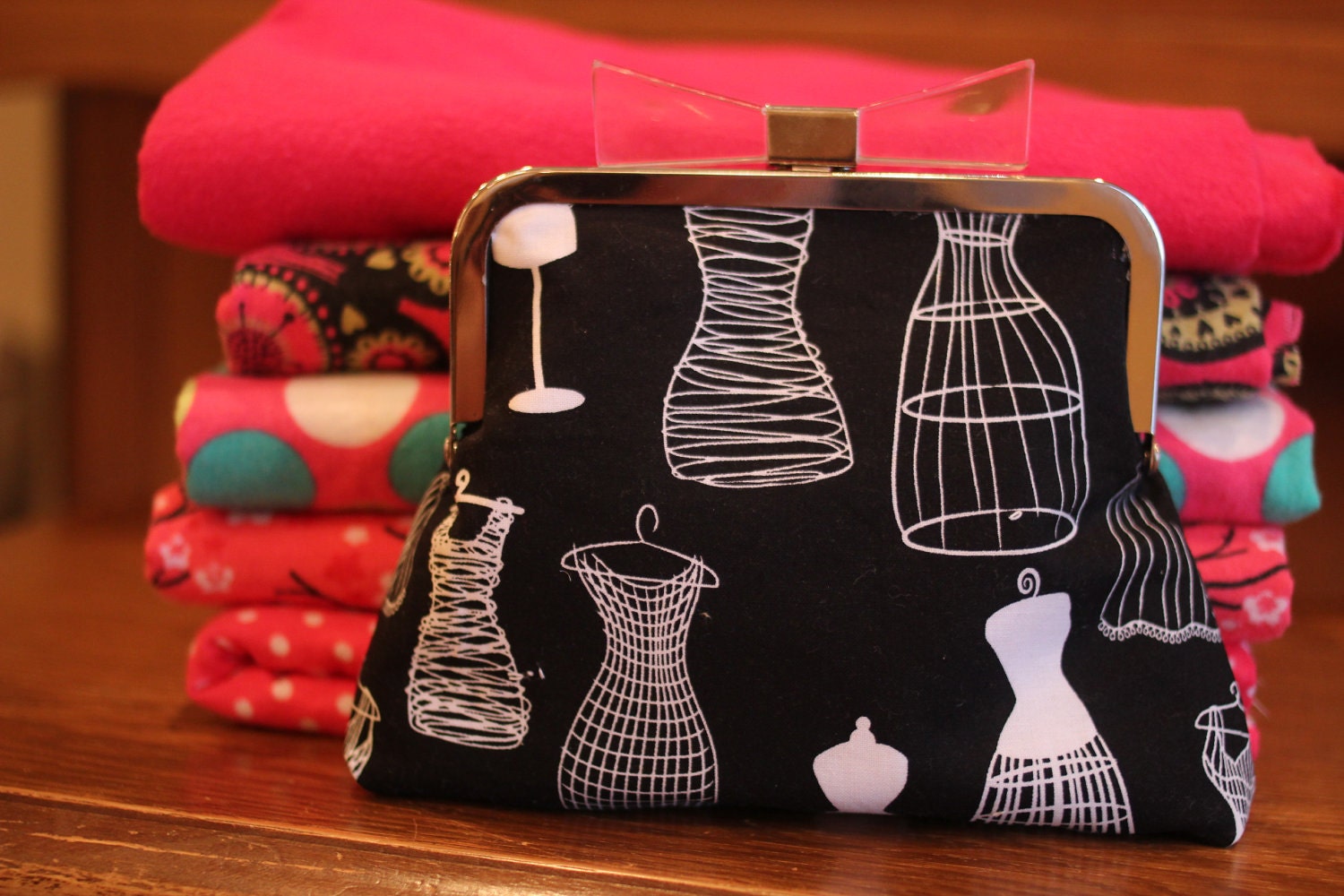 Michael Miller Dress Forms BW Handbag Clutch Free SH in the US