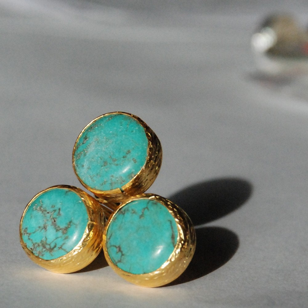 Trio Turquoise Stones Ring
