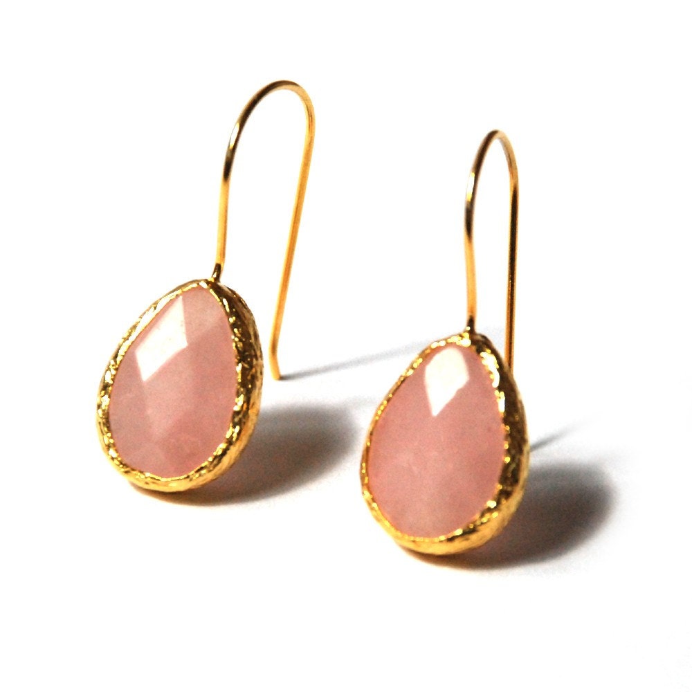 Pink Quartz Drop Earrings