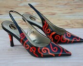 Orange and Red Spiral, Hand Painted Women's Shoes Size 7.5, ON SALE 30% OFF