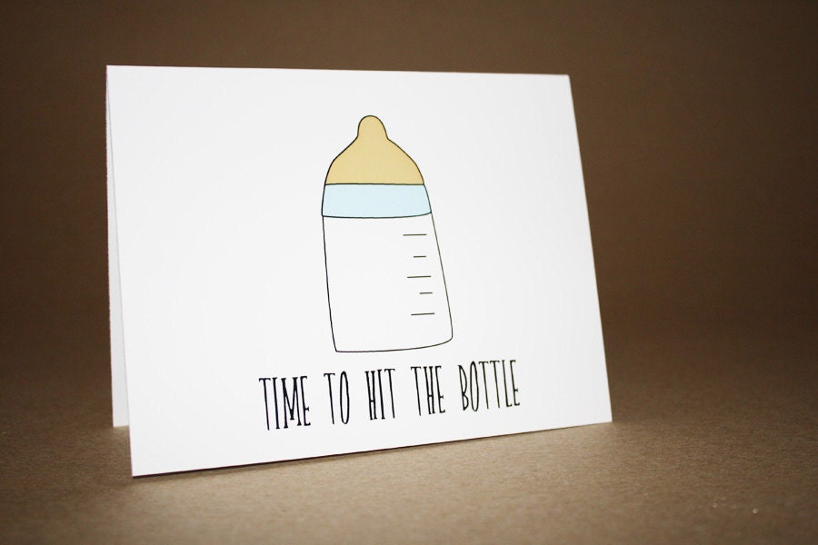Funny Baby Shower Card - New Baby, Baby Girl, Baby Boy, Baby Shower, baby bottle, nipple, congratulations