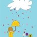 Baby Girl Nursery Art Print - 8x10 Illustration Art Print - Let Love Rain Forever - Flowers, Girl, Rain boots, Cute, Gift, Nursery Decor