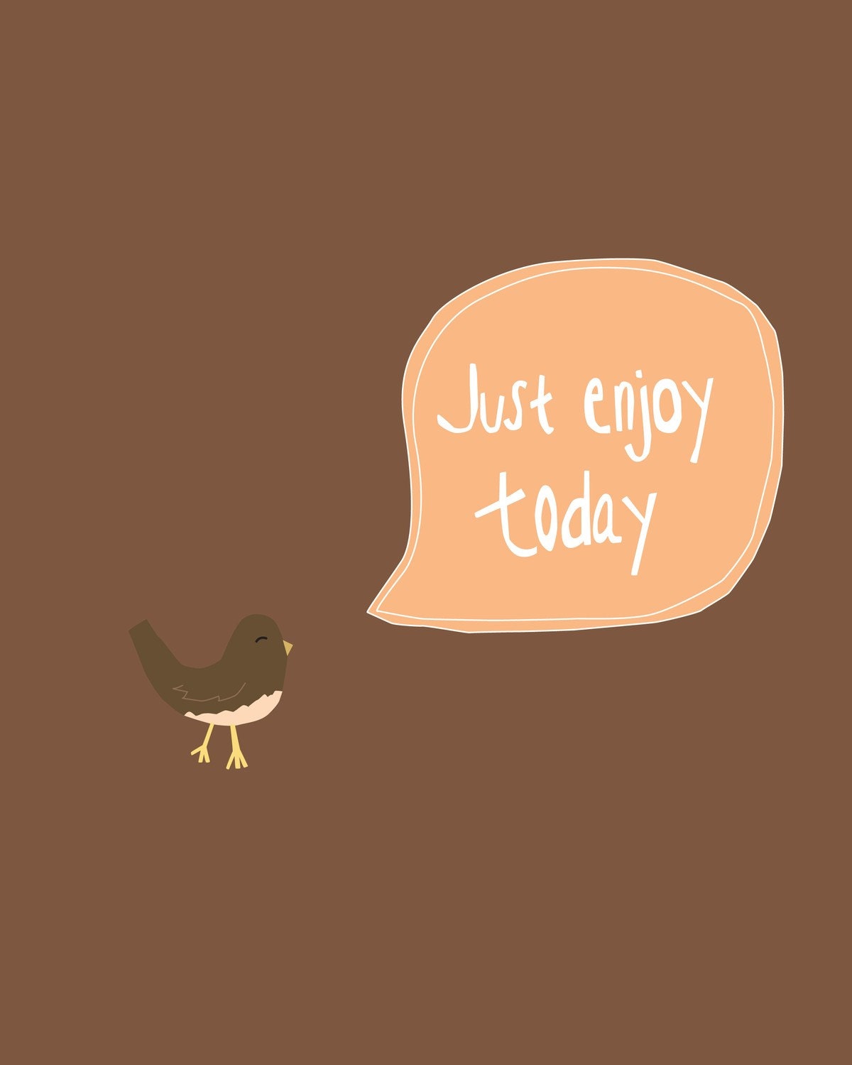 Wall Art - 8x10 Illustration Art Print - Make The Best Of Today - Bird, Motivational, Quote, Nursery, Gift, Wall Decor