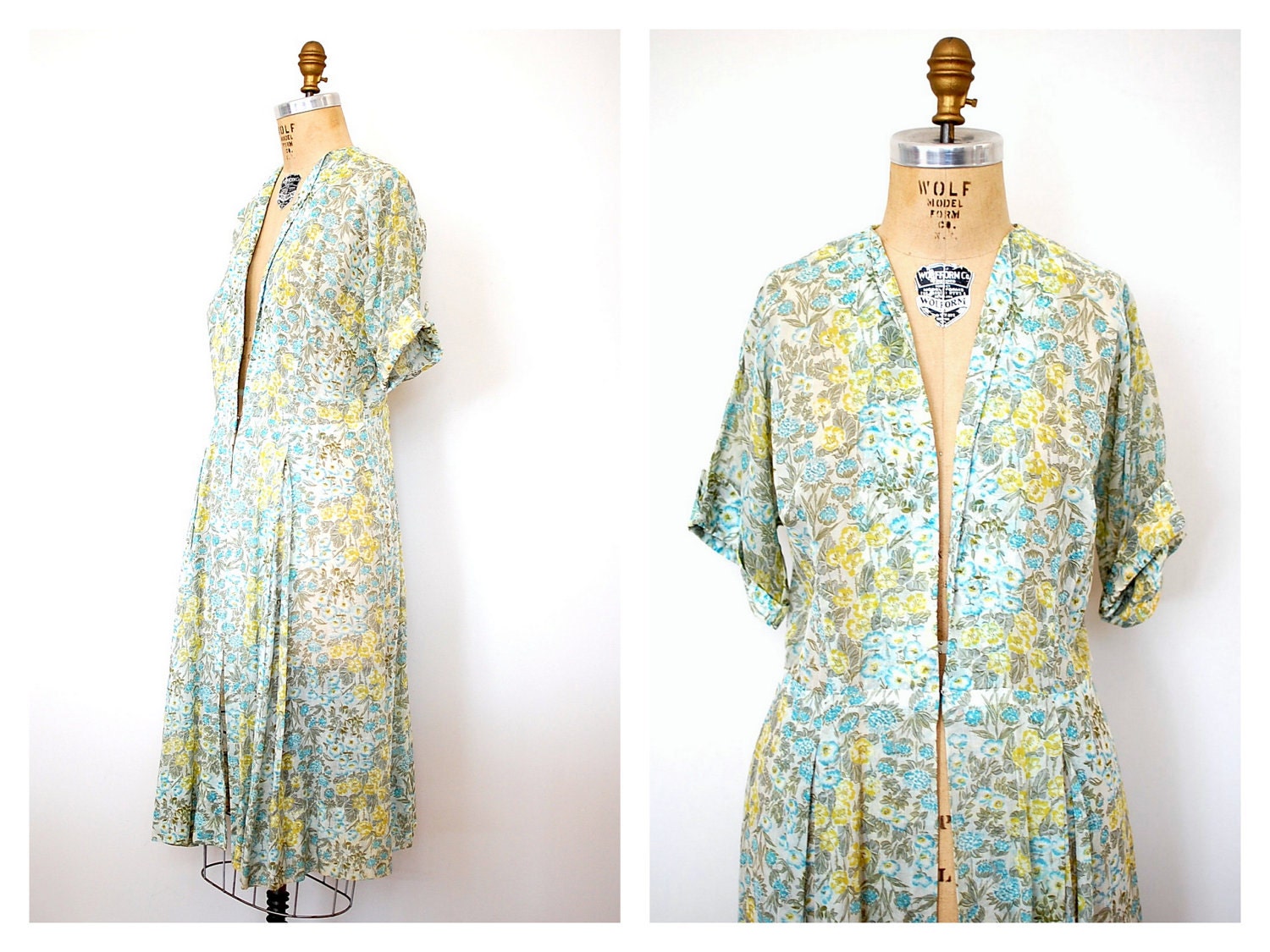 1950s sundress / vintage 50s cotton floral dress / Watercolor Fields