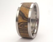 Wedding Ring - Bocote Wood Ring inlaid in Titanium Band