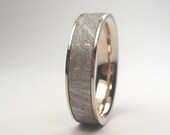 Meteorite Ring Inlaid in 14K White Gold - Meteor Wedding Band - Gibeon Meteorite