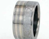 Reserved Listing for Stacie - Custom Meteorite, yellow gold and wood ring