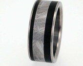 Reserved listing for Tibby -  Meteorite and Wood inlay Titanium Ring - Wooden Wedding Band - Meteor Ring Signature Series - jer-004