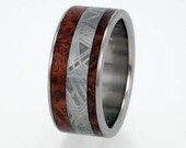 Meteorite Ring / Black Ash Burl Wood inlay / Titanium Ring - Wooden Wedding Band - Meteor Ring Signature Series - New2002