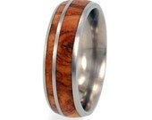 Reserved listing for Cherie TWO WATERPROOF Titanium Rings with Highly Figured Olive Wood Inlay and Pinstripe
