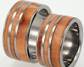 Reserved listing for Ashley for one Titanium Ring with Interchangeable KOA Wood Inlays and Pinstripes