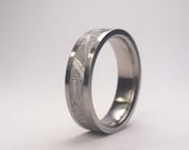 Mens Titanium Wedding Band - 4 mm wide Meteorite Inlay