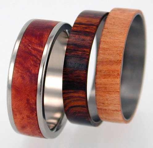 Wood Ring - Interchangeable Wood Inlay &  2 additional Inlays