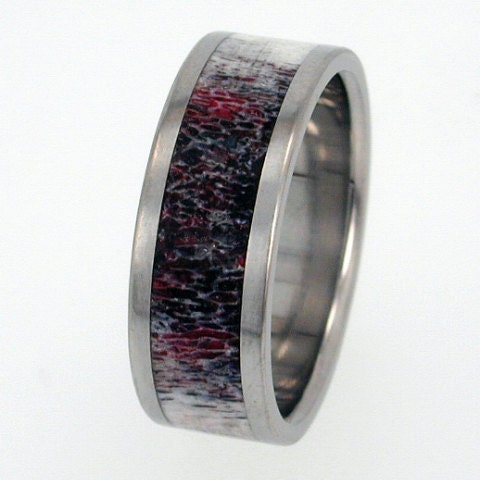 Custom Made Titanium Ring with Deer Antler Inlay