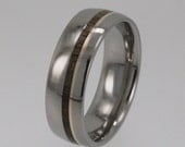 Titanium Ring - Wood Ring - 14K Gold and Bocote Wood Inlay in Titanium Band