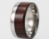 Titanium Wood Ring / Titanium and Wood are both Offset / Inlaid with Desert Ironwood