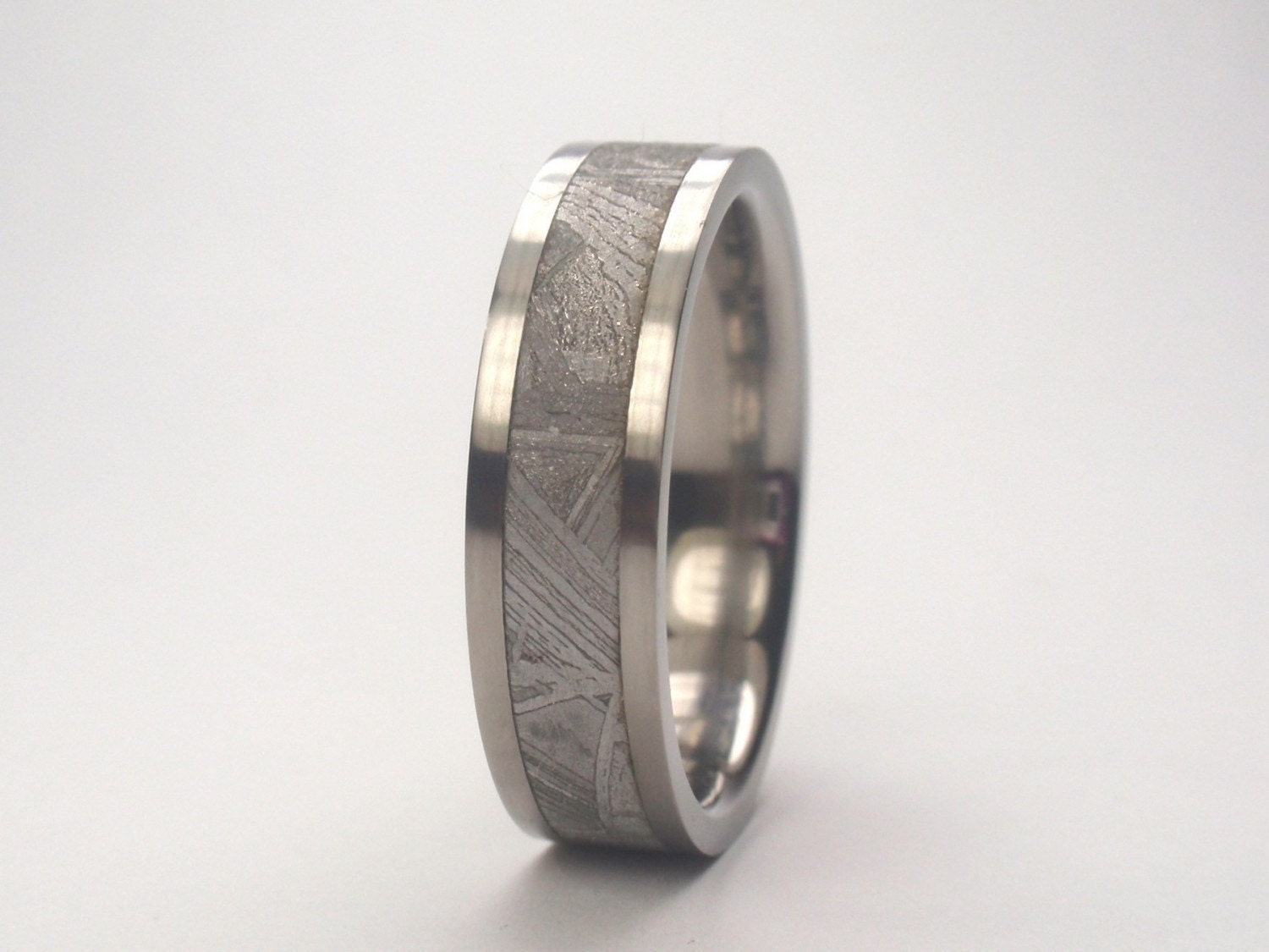 Gibeon Meteorite Inlay Titanium Ring