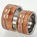 Titanium Ring Set with Interchangeable Rowan Wood Inlaid Pinstripes