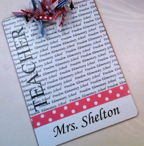 Teacher Clipboard Personalized With School Name and School Colors