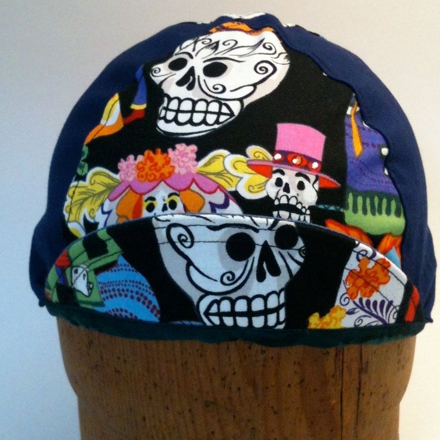 am i blue Dia de los Muertos  Cycle cap completely handmade