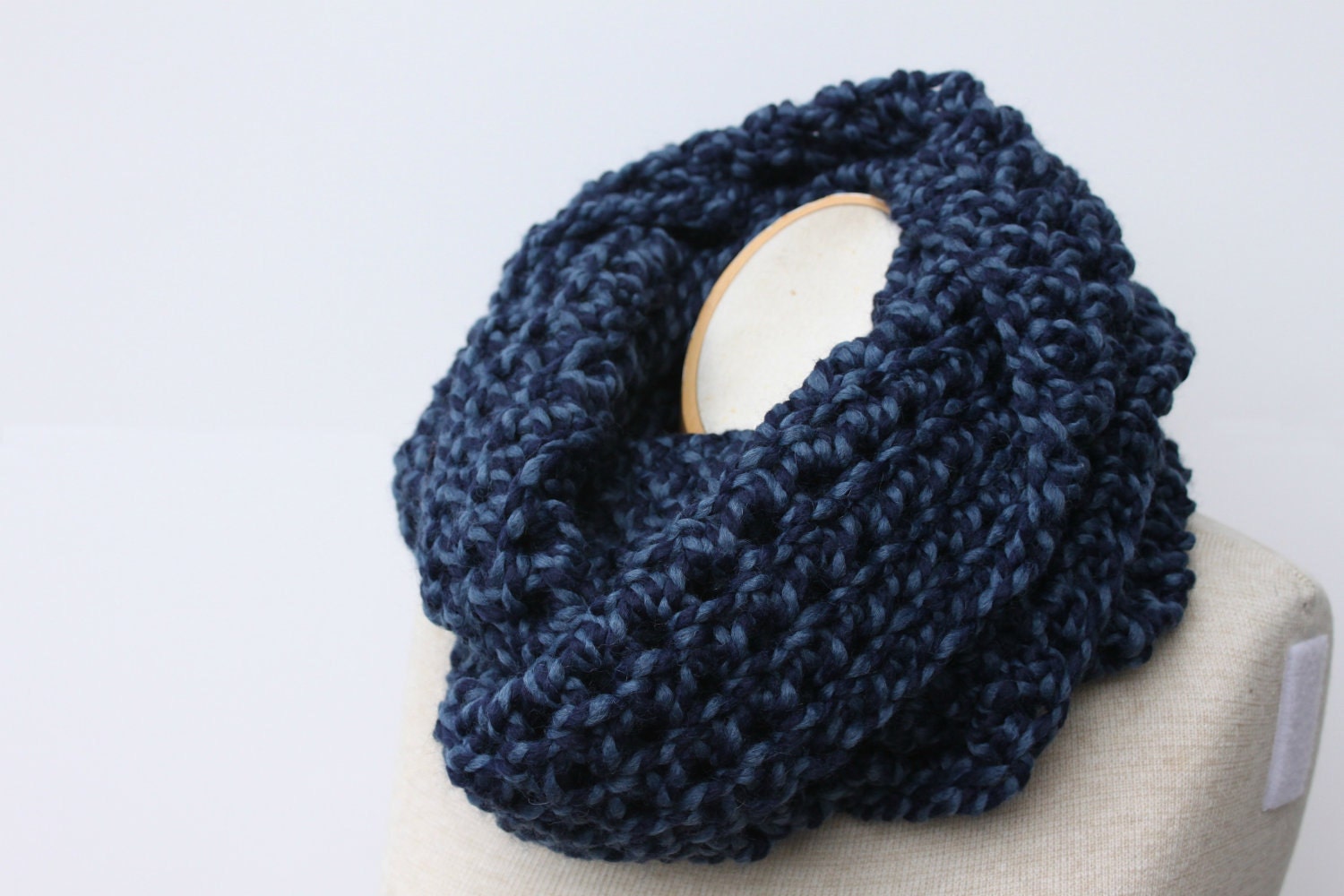 Chunky Infinity Scarf in Denim Twist - Made to Order