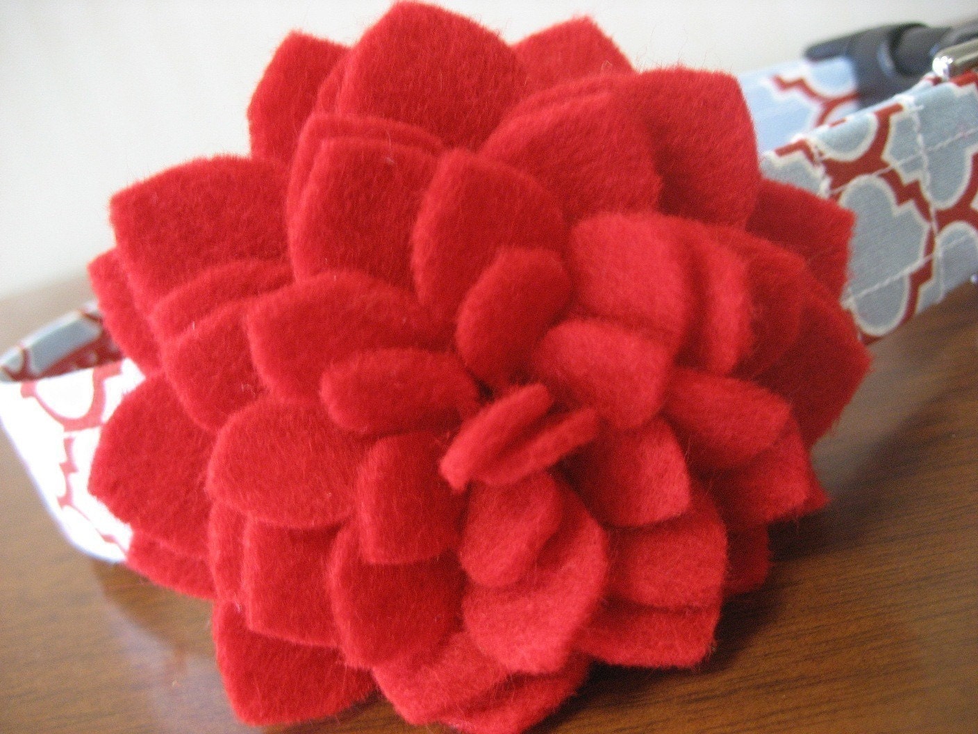 Red Dahlia Custom Dog Collar