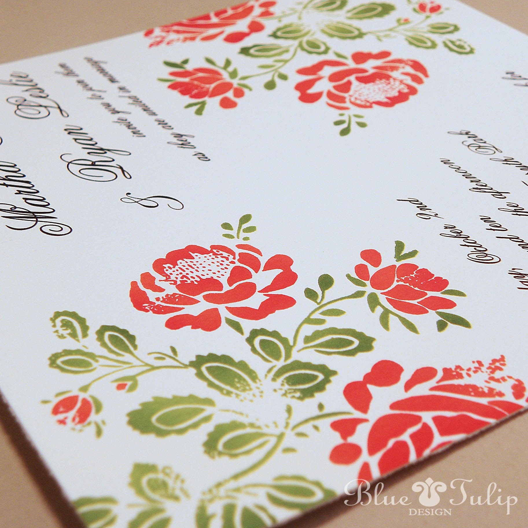 Summer Roses Wedding Invitation in Orange