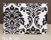 Modern Damask Jacket Invitation in black