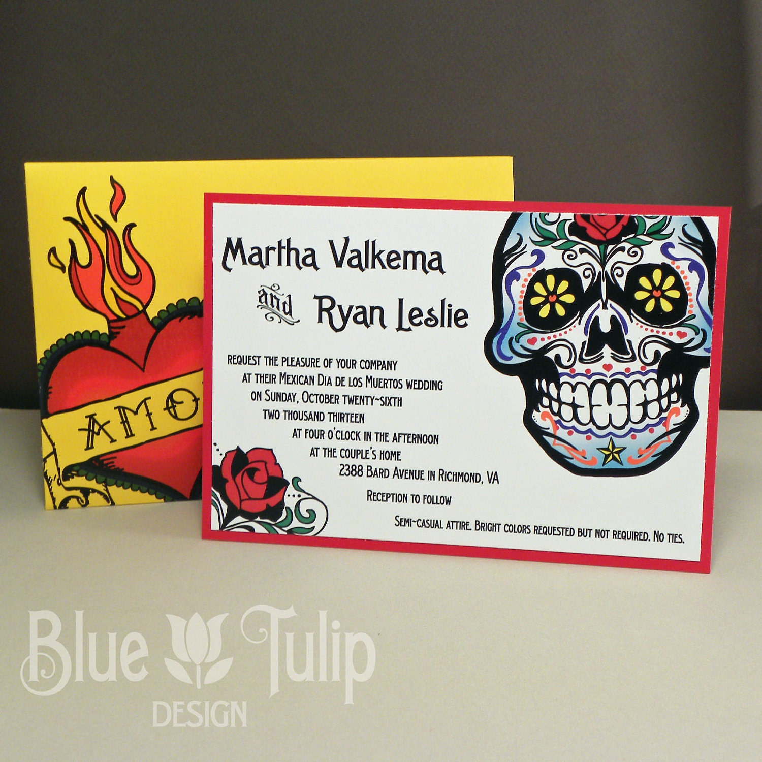 Day of the Dead Sugar Skull Colorful Jacket Wedding Invitation