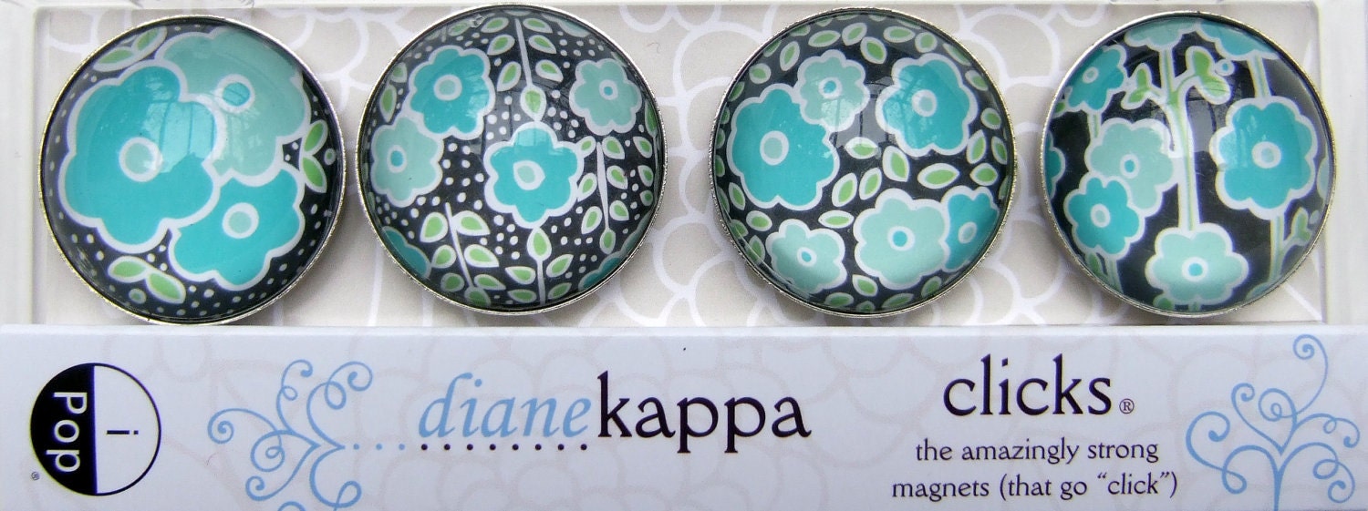 4 Pack of Amazingly Strong Magnets with Dotty Floral Design