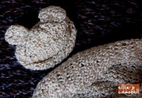 SET "Cream of the Crop' Cocoon- Creme Ivory Colored Cocoon with Teddy Bear Hat - Wrap, Pea Pod, Pouch, Bowl, Egg, Sling, Hammock, Newborn Baby Photo Photography Prop- Free shipping over 55 Dollars