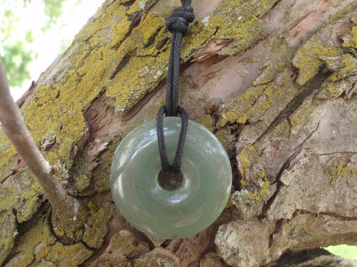 Adjustable Organic Cotton Nursing Necklace with Green Aventurine Donut - Breastfeeding, baby shower gift, pregnancy, maternity wear