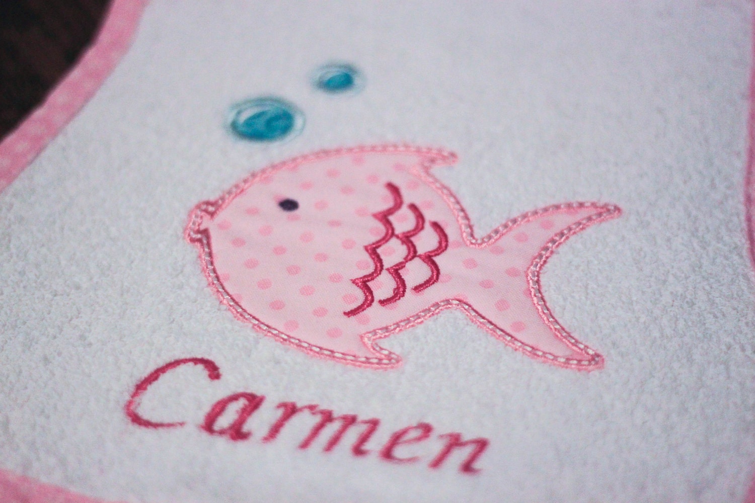 New Baby Fish Monogrammed Applique Burp Cloth