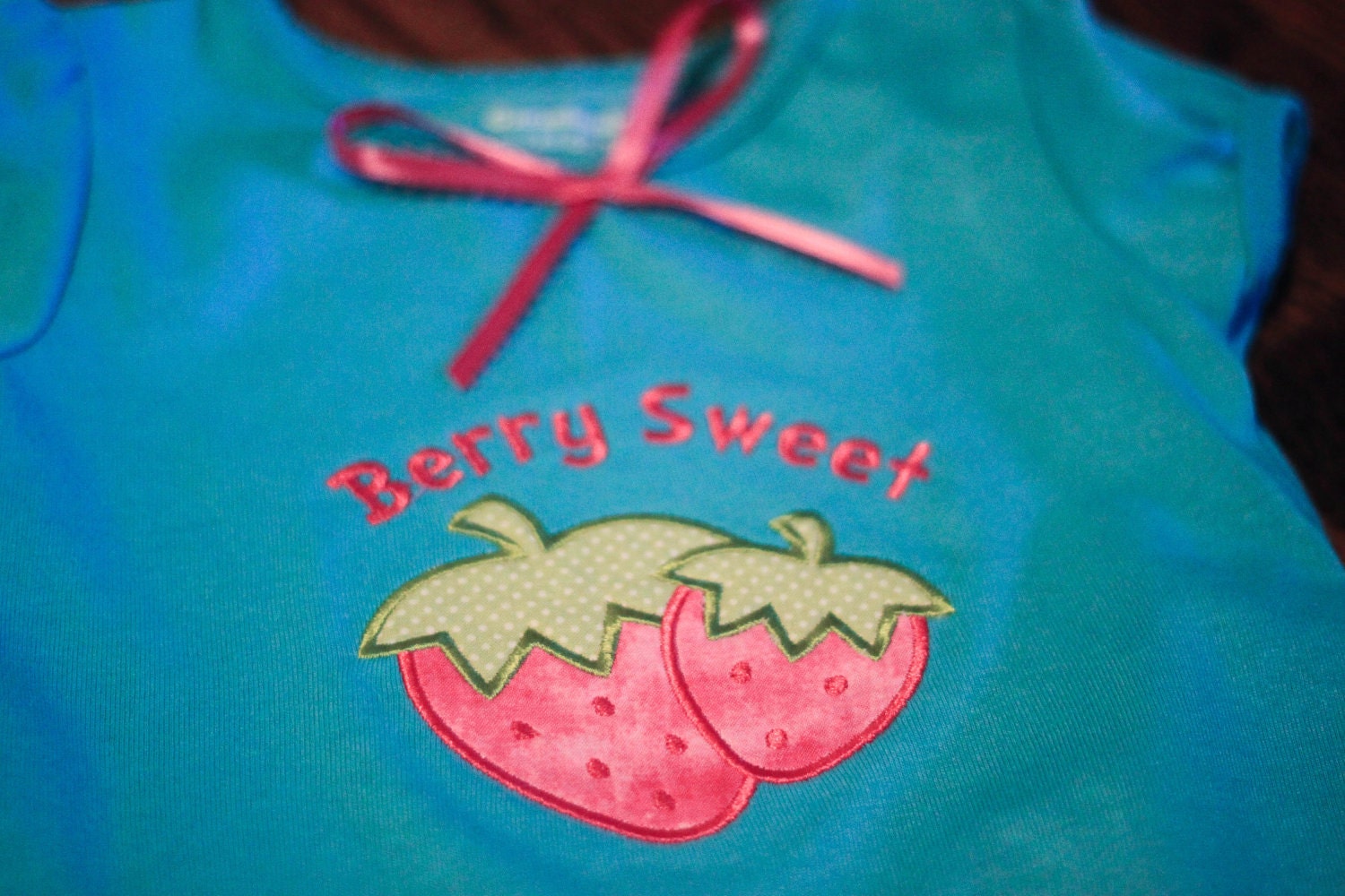 Girls Berry Sweet Monogram Applique Shirt