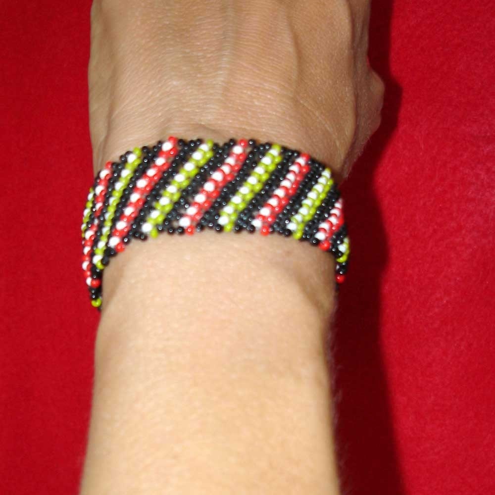 SALE vintage beaded striped cuff bracelet