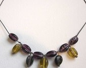 vintage purple and yellow glass bead necklace