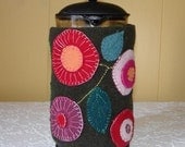 Felted Wool Coffee Press Cosy - stylized roses