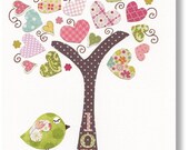 Kids wall art, nursery art prints, baby nursery decor, nursery art,  Birds Tree Pink, Tree Of Love 8x10 print from Paris by GalerieAnais