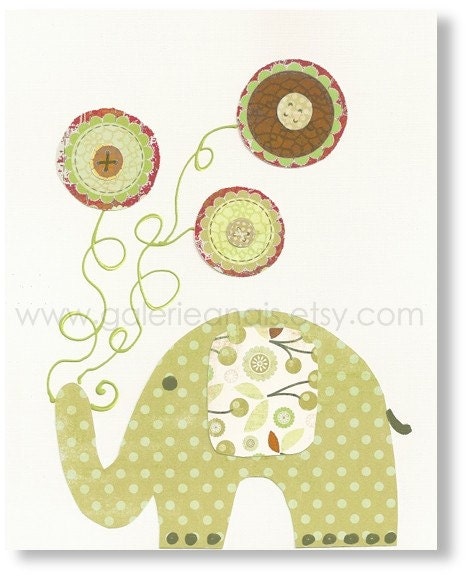 Nursery art prints, baby nursery decor, nursery art, nursery wall art, kids elephant, nursery elephant, Yoyo Fun 8x10 print