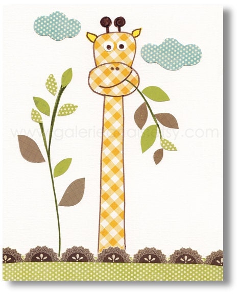 Art for children, nursery print, childrens art print, kids room decor, kids wall art, child decor, kids giraffe, Gigi 8x10 print