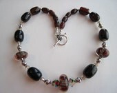 Unique OOAK Choker Lampwork  Agate Sterling Beaded Handmade Necklace KALEIDOSCOPE