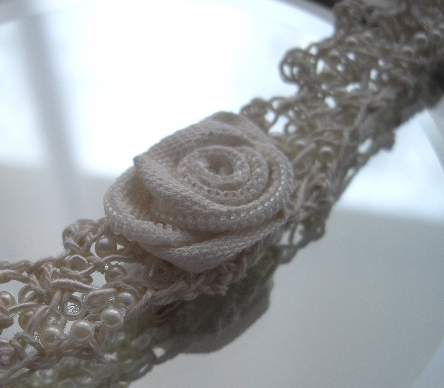 Cream Wedding Choker Necklace Tea Stained Handmade