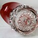 antique ruby glass pitcher / ruby red flash and cut crystal clear souvenir creamer / Victorian 1890s