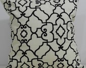 New 18x18 inch Designer Handmade Pillow Cases in black and cream trellis