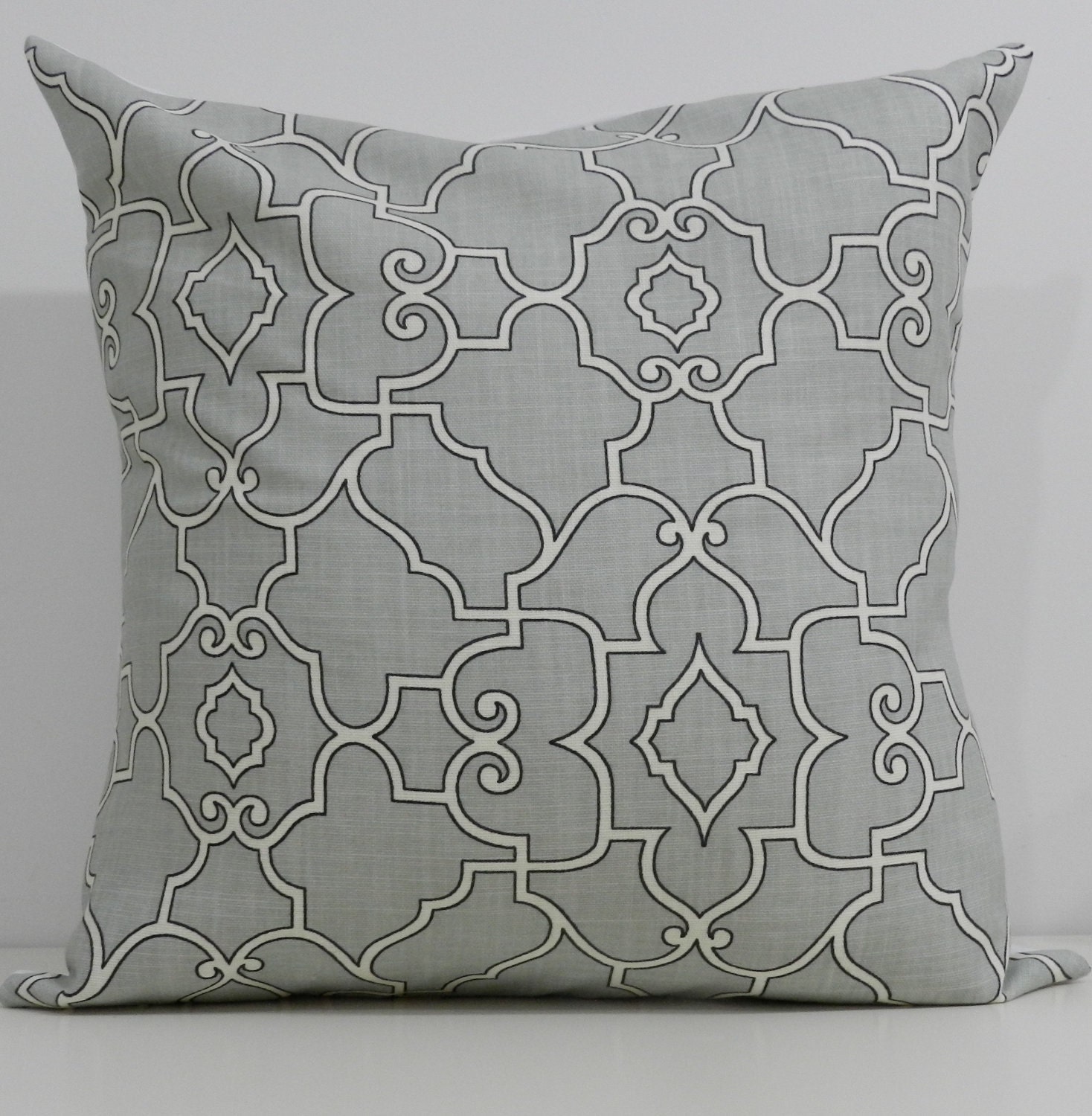 New 18x18 inch Designer Handmade Pillow Cases in grey, black and white trellis