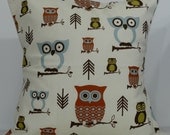 New 18x18 inch Designer Handmade Pillow Case in owl patter