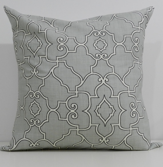 New 18x18 inch Designer Handmade Pillow Cases in grey, black and white trellis