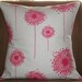 THREE New 18x18 inch Designer Handmade Pillow Cases in fabric PINK and GREY.